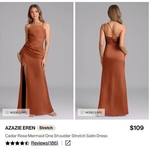 Azazie One Shoulder Dress in Cedar Rose
